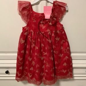 Size 4 T little girl’s Isaac Mizrahi Heart print dress and matching headband NWT